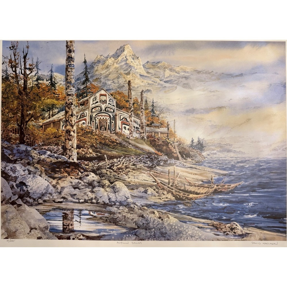 "David Maclagan AUTUMN DAWNS Signed Ltd Edition Print‎ 21/295 Pacific NW Totem"